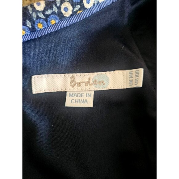 Boden Martha Sheath Dress Sleeveless Yellow Blue and White Floral Print Size 10 - Picture 6 of 7